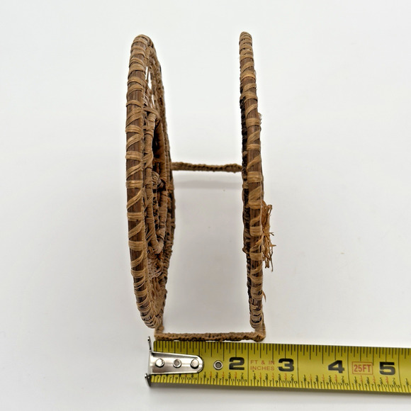 Woven Wicker Wire Napkin Mail Holder Pine Needle Vintage 60s Boho 6" - Picture 9 of 11
